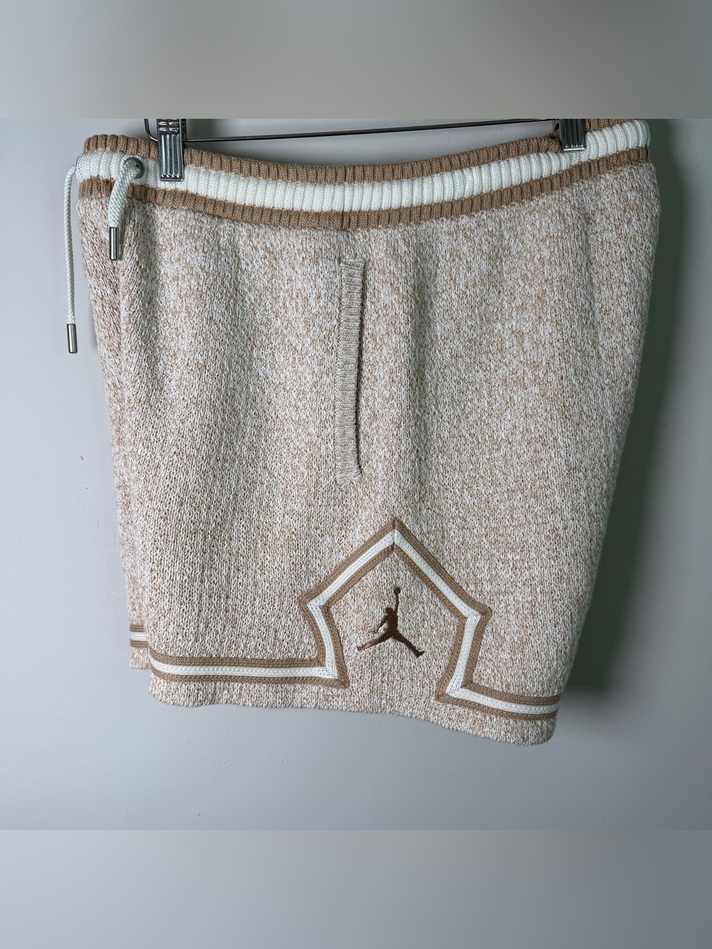 Air Jordan Nike Womens Knit Shorts Oatmeal High Rise Loose Streetwear Limited M